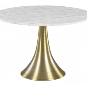 Oria rundt spisebord i stål og marmor Ø120 cm - Antik guld/Hvid marmor