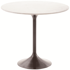 Rundt spisebord i marmor og metal Ø92 cm - Antik brunguld/Hvid marmor