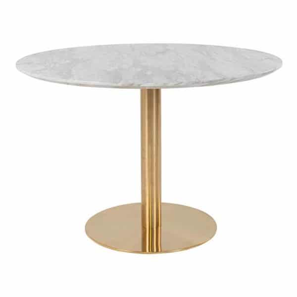 Bolzano spisebord i marmorlook m. messingfod - Ø110 cm
