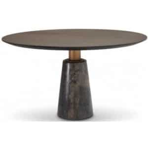 Genova spisebord i stål og faux marmor Ø132 cm - Mokka/Grå