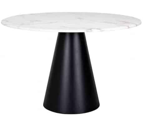 Dagas spisebord i marmor og stål Ø120 cm - Sort/Hvid marmor