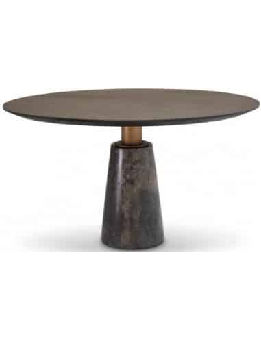 Genova spisebord i stål og faux marmor Ø132 cm - Mokka/Grå