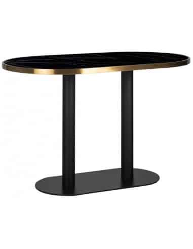 Zenza spisebord i stål og faux marmor 120 x 70 cm - Sort/Messing/Sort marmor