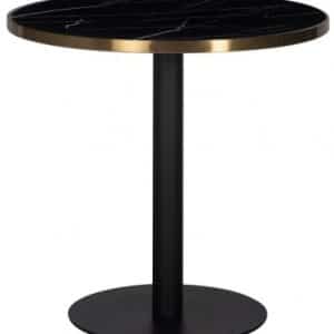 Zenza spisebord i stål og faux marmor Ø80 cm - Sort/Messing/Sort marmor