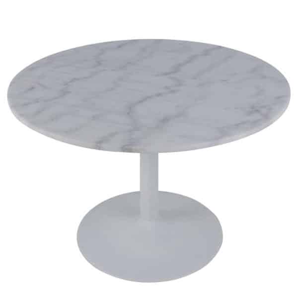 ACT NORDIC Tarifa spisebord, rund - hvid Guangxi marmor og hvid metal (Ø110)
