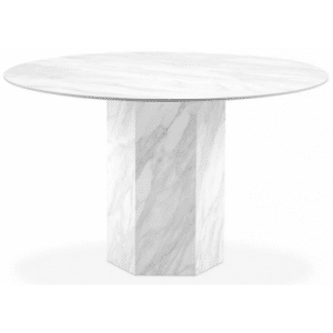 Sahara rundt spisebord i egetræsfinér Ø120 cm - Hvid marmor