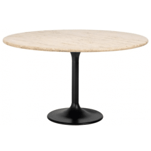 Hampton rundt spisebord i stål og travertin Ø140 cm - Sort/Travertin