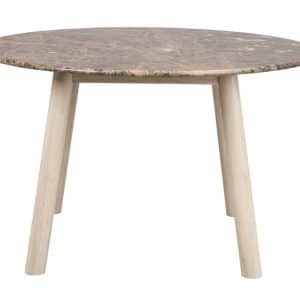 ROWICO Taransay spisebord, rund - brun marmor og hvidvasket eg (Ø125)