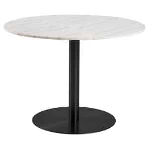 ACT NORDIC Corby spisebord, rund - hvid Guangxi marmor og sort metal (Ø105)