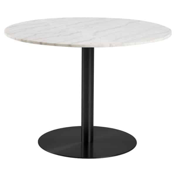 ACT NORDIC Corby spisebord, rund - hvid Guangxi marmor og sort metal (Ø105)