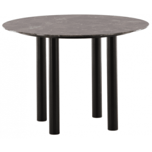 Rundt spisebord i metal og glas Ø106 cm - Sort/Brun marmoriseret