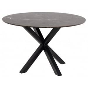 Rundt spisebord i stål og marmor Ø120 cm - Sort/Brun marmor