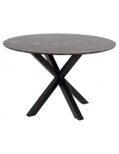 Rundt spisebord i stål og marmor Ø120 cm - Sort/Brun marmor