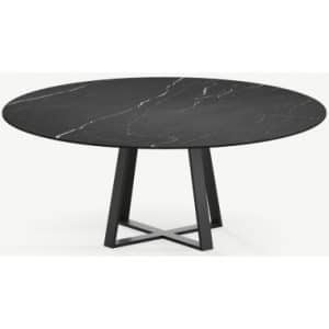 Basiel rundt spisebord i stål og keramik Ø120 cm - Sort/Nero Marquina