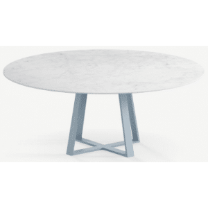 Basiel rundt spisebord i stål og keramik Ø150 cm - Gråblå/Carrara