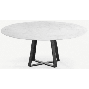 Basiel rundt spisebord i stål og keramik Ø150 cm - Sort/Carrara