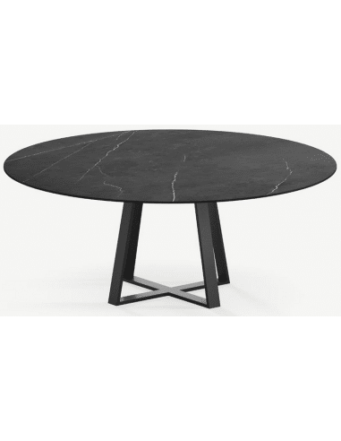 Basiel rundt spisebord i stål og keramik Ø150 cm - Sort/Pietra Grey