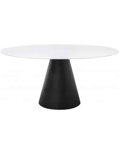 Cone rundt spisebord i stål og faux marmor Ø150 cm - Sort/Hvid marmor