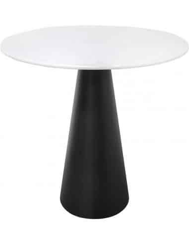 Cone rundt spisebord i stål og faux marmor Ø80 cm - Sort/Hvid marmor