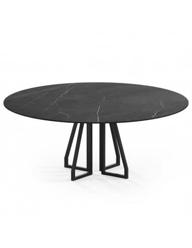 Elmir rundt spisebord i stål og keramik Ø120 cm - Sort/Pietra Grey