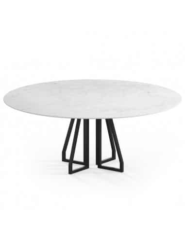 Elmir rundt spisebord i stål og keramik Ø150 cm - Sort/Carrara