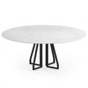 Elmir rundt spisebord i stål og keramik Ø160 cm - Sort/Carrara