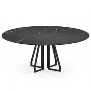 Elmir rundt spisebord i stål og keramik Ø160 cm - Sort/Nero Marquina
