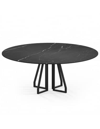 Elmir rundt spisebord i stål og keramik Ø160 cm - Sort/Nero Marquina