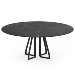 Elmir rundt spisebord i stål og keramik Ø160 cm - Sort/Pietra Grey