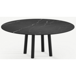 Gus rundt spisebord i stål og keramik Ø120 cm - Sort/Nero Marquina