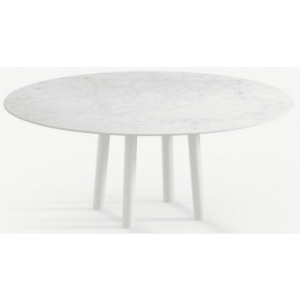 Gus rundt spisebord i stål og keramik Ø150 cm - Månehvid/Carrara