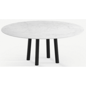 Gus rundt spisebord i stål og keramik Ø150 cm - Sort/Carrara