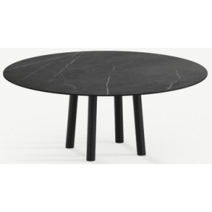 Gus rundt spisebord i stål og keramik Ø160 cm - Sort/Pietra Grey