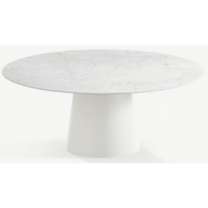 Elza rundt spisebord i stål og keramik Ø120 cm - Månehvid/Carrara