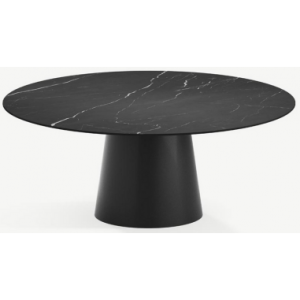 Elza rundt spisebord i stål og keramik Ø120 cm - Sort/Nero Marquina