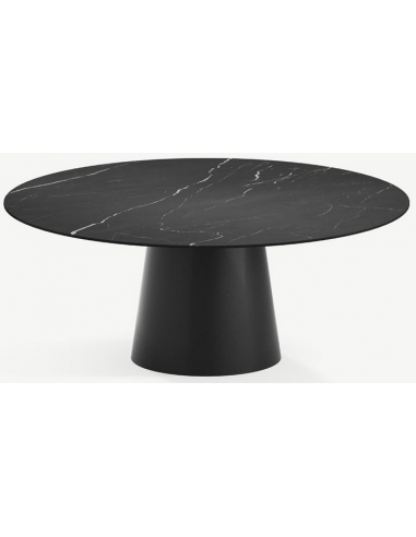 Elza rundt spisebord i stål og keramik Ø120 cm - Sort/Nero Marquina