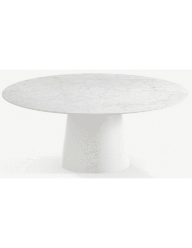 Elza rundt spisebord i stål og keramik Ø150 cm - Månehvid/Carrara