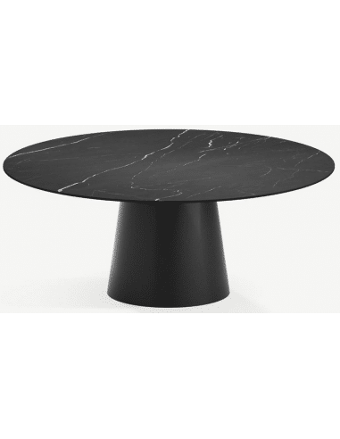 Elza rundt spisebord i stål og keramik Ø150 cm - Sort/Nero Marquina