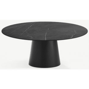 Elza rundt spisebord i stål og keramik Ø150 cm - Sort/Pietra Grey
