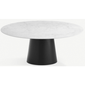 Elza rundt spisebord i stål og keramik Ø160 cm - Sort/Carrara
