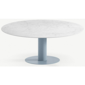 Tiele rundt spisebord i stål og keramik Ø120 cm - Gråblå/Carrara