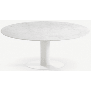 Tiele rundt spisebord i stål og keramik Ø120 cm - Månehvid/Carrara