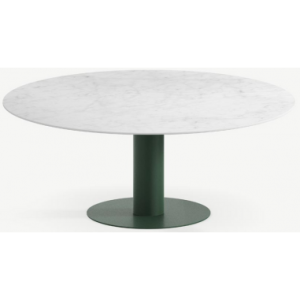 Tiele rundt spisebord i stål og keramik Ø120 cm - Skovgrøn/Carrara