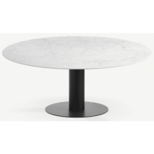 Tiele rundt spisebord i stål og keramik Ø150 cm - Sort/Carrara