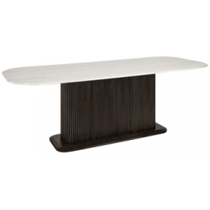 Mayfield spisebord i mangotræ & marmor 230 x 100 cm - Mørkebrun/Hvid marmor