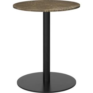 GUBI 1.0 Spisebord Rundt Ø60 cm M. Sort Base og Brun Emperador Marmor Top