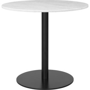 GUBI 1.0 Spisebord Rundt Ø80 cm M. Sort Base og Hvid Carrara Marmor Top