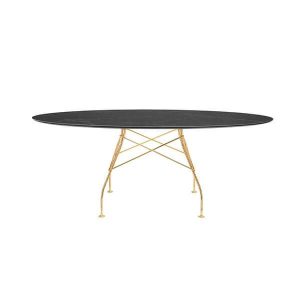 Kartell Glossy spisebord - 192x118 cm. - Black - guld stel