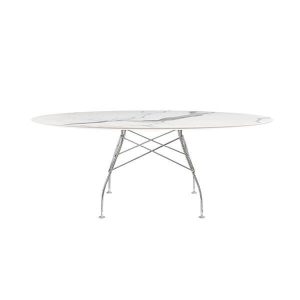 Kartell Glossy spisebord - 192x118 cm. - White - krom stel