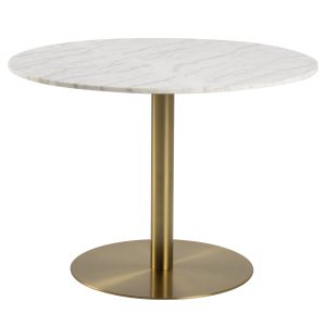 ACT NORDIC Corby rund spisebord - hvid marmor og messing metal (Ø105)